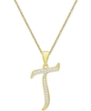 MACY'S DIAMOND ACCENT SCRIPT 18" INITIAL PENDANT NECKLACE IN SILVER PLATE, GOLD PLATE & ROSE GOLD PLATE