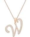 Macy's Diamond Accent Script 18" Initial Pendant Necklace In Silver Plate, Gold Plate & Rose Gold Plate In W/rose Gold
