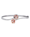 Macy's Created White Sapphire (1 1/2 Ct. T.w.) Rose Swirl Bangle In Two-tone Sterling Silver