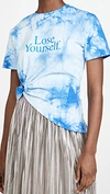 Rabanne + Peter Saville Knotted Printed Tie-dyed Cotton-jersey T-shirt In Blue