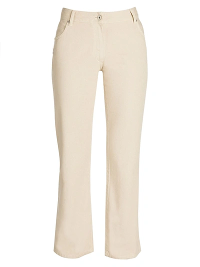 Off-white Women's Logo Stripe Cropped Jeans In Cream