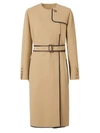 BURBERRY WOMEN'S LEATHER-TRIM WOOL-BLEND DRESS COAT,0400011436804