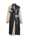 ROKH WOMEN'S LEATHER PANEL TRENCH COAT,0400012164517