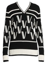 VALENTINO WOMEN'S DOUBLE V INTARSIA KNIT WOOL & CASHMERE SWEATER,0400011316738