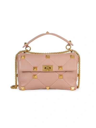 Valentino Garavani Roman Stud Quilted-leather Shoulder Bag In Rose Cannelle