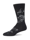 Marcoliani Men's Pima Cotton Oriental Flower Socks In Gray