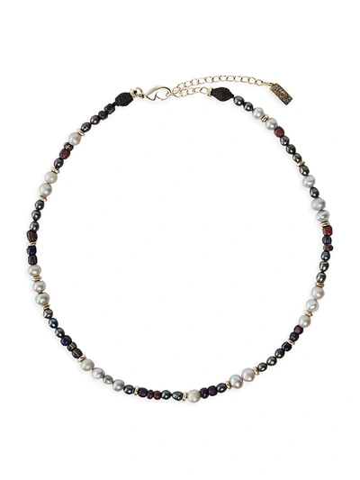 Akola Yuzu Baroque Pearl & Mixed Glass Beaded Necklace In Multi