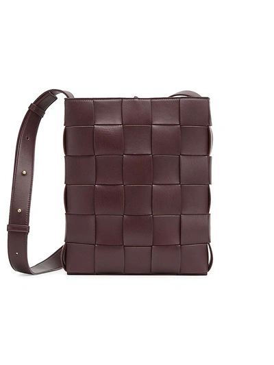 Bottega Veneta Cassette Messenger Intrecciato Leather Cross-body Bag In Fondente