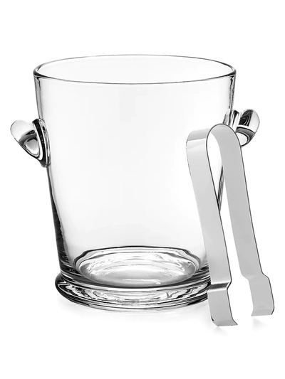 Polo Ralph Lauren Ethan Glass Ice Bucket And Tongs In Transparent