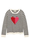 Tucker + Tate Kids' Icon Sweater In Black- Ivory Heart Stripe