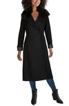 COLE HAAN SIGNATURE COLE HAAN SLICK WRAP COAT WITH FAUX FUR TRIM,350SW797