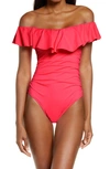 LA BLANCA OFF THE SHOULDER ONE-PIECE SWIMSUIT,LB0IG11