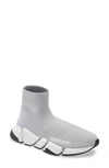 Balenciaga Speed Knit Sock Trainer Sneakers In Silver/ White/ Black