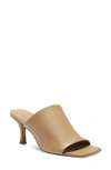 Vince Camuto Arlinala Womens Leather Square Toe Mule Sandals In Camel