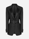 PRADA BELTED MOHAIR AND WOOL BLAZER