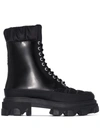 Ganni Shell-trimmed Glossed-leather Ankle Boots In Black
