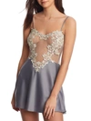 Flora Nikrooz Showstopper Charmeuse Chemise With Lace In Storm