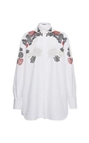 VALENTINO OVERSIZED FLORAL-EMBROIDERED COTTON SHIRT