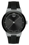 Movado Bold Fusion Silicone Strap Watch, 42mm In Black/ Silver