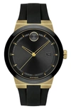 Movado Bold Fusion Silicone Strap Watch, 42mm In Black/gold