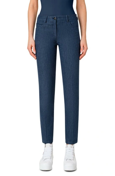 Akris Magda Stretch Denim Pants In Blue