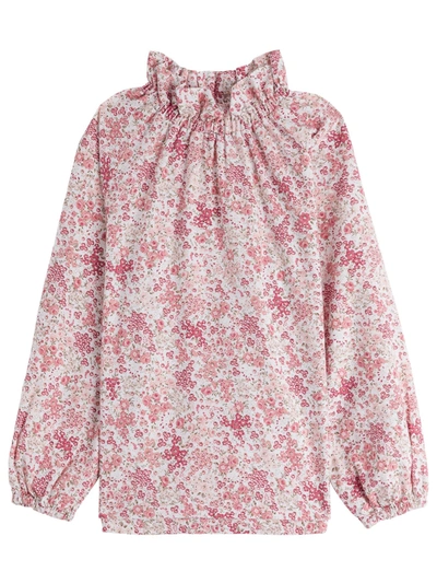 Il Gufo Kids' Floral Cotton Shirt In Pink