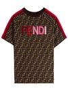 FENDI FF COTTON T-SHIRT WITH LOGO EMBROIDERY,11655790