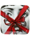 Fornasetti Face Print Square Plate In Red