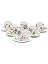 Fornasetti Set Of 6 Expresso Cups In White
