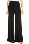 Norma Kamali High-rise Satin Wide-leg Pants In Black