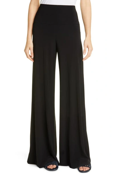 Norma Kamali High-rise Satin Wide-leg Pants In Black