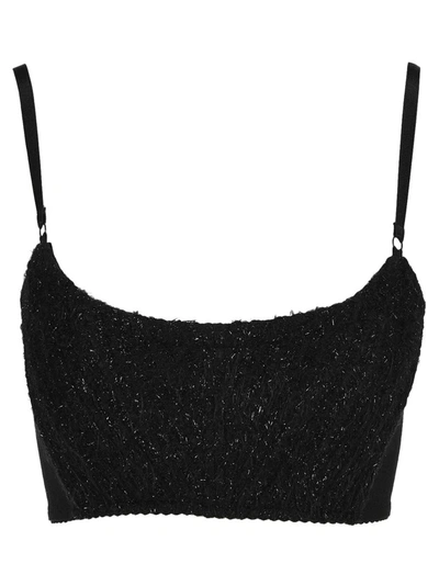 Alexander Wang Embellished Cropped Corset Top In Black