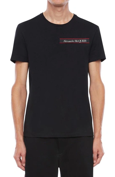 Alexander Mcqueen Logo-stripe Short-sleeve T-shirt In Black