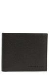 Longchamp Le Foulonné Leather Bifold Wallet In Black/nickel