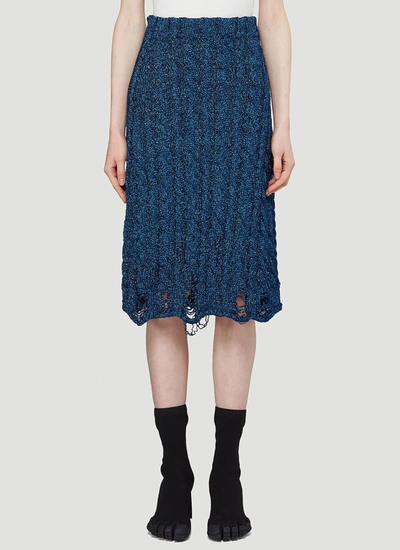 Balenciaga Blue Lurex Ribbed Knit Skirt