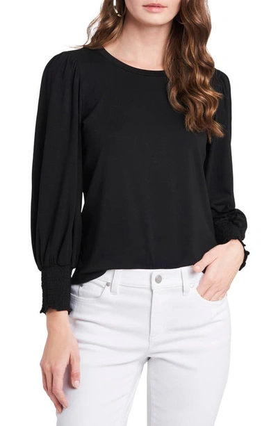 1.state Rib-knit Bubble Sleeve Sweater In Rich Black