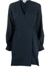 Ganni Heavy Crepe Mini Dress In Blue