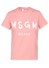 Msgm Logo Printed Cotton Jersey T-shirt In Pink
