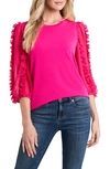 Cece Ruffle Sleeve Top In Aurora Pink