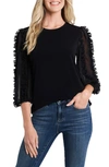 Cece Ruffle Sleeve Top In Rich Black