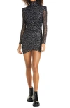 CINQ À SEPT MARLENE MESH SEQUIN LONG SLEEVE MINIDRESS,ZD12863905Z