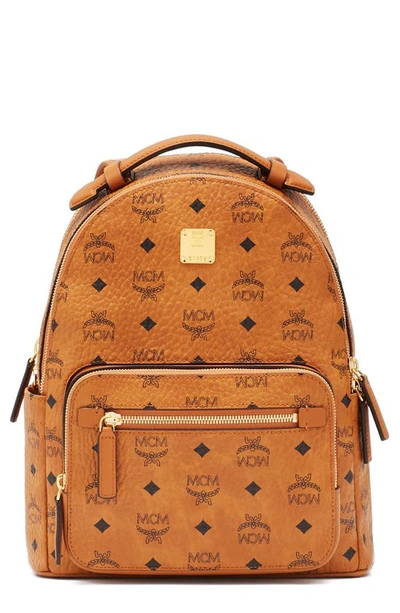 Mcm Stark 32 Visetos Backpack In Cognac