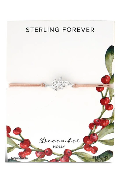 Sterling Forever Birth Flower Bolo Bracelet In Silver- December