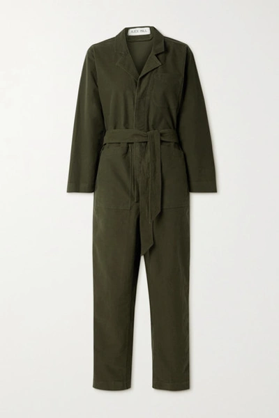 Alex Mill Standard Belted Cotton-blend Moleskin Jumpsuit In Army Green