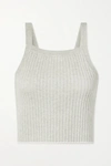 SKIN MARIYA CROPPED RIBBED COTTON AND CASHMERE-BLEND TANK