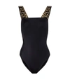 Versace Black One-piece Swimsuit With Greca Detail In Stretch Polyamide Woman