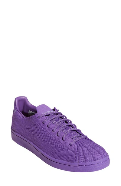 Adidas Originals Pharrell Williams Superstar Embroidered Primeknit Sneakers In Purple