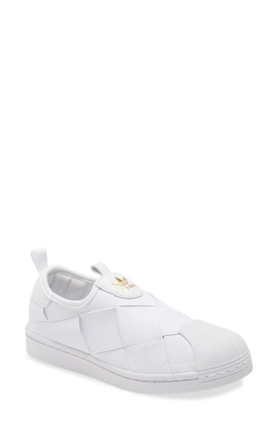 Adidas Originals Adidas Women's Originals Superstar Slip-on Casual Shoes In White/white/gold Metallic