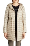 Moncler Barbel Fit & Flare Hooded Down Parka In Champagne