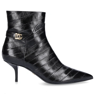 Dolce & Gabbana Ankle Boots Dg  Eel Leather Logo Black